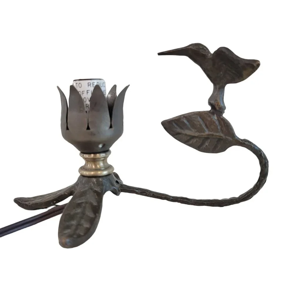 vintage brass humming bird flower lamp add a glass floral shade or use bare bulb